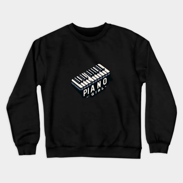 Keyboard Piano Girl Crewneck Sweatshirt by WorldByFlower